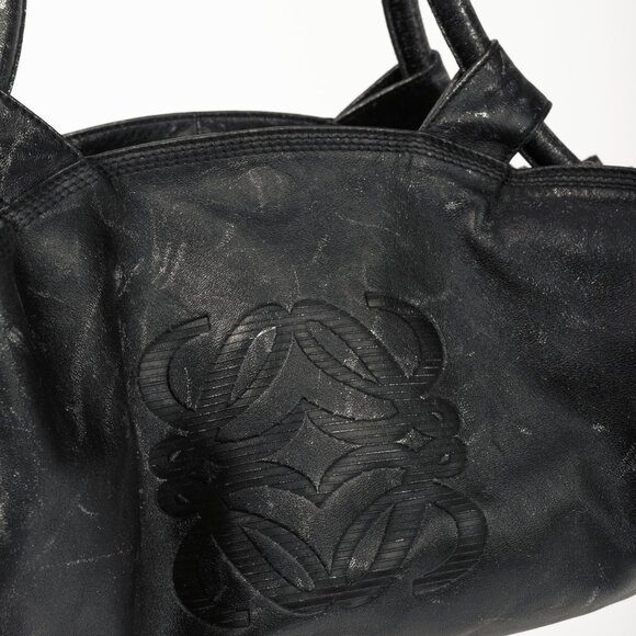 Loewe Nappa Aire Metallic Black Sheep Skin Anagram Handbag - Picture 9 of 12